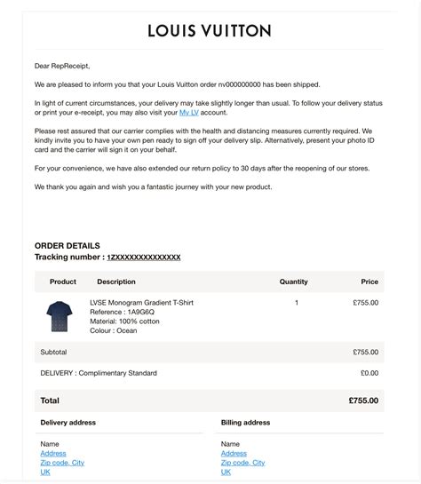 receipt louis vuitton order confirmation|louis vuitton receipt online.